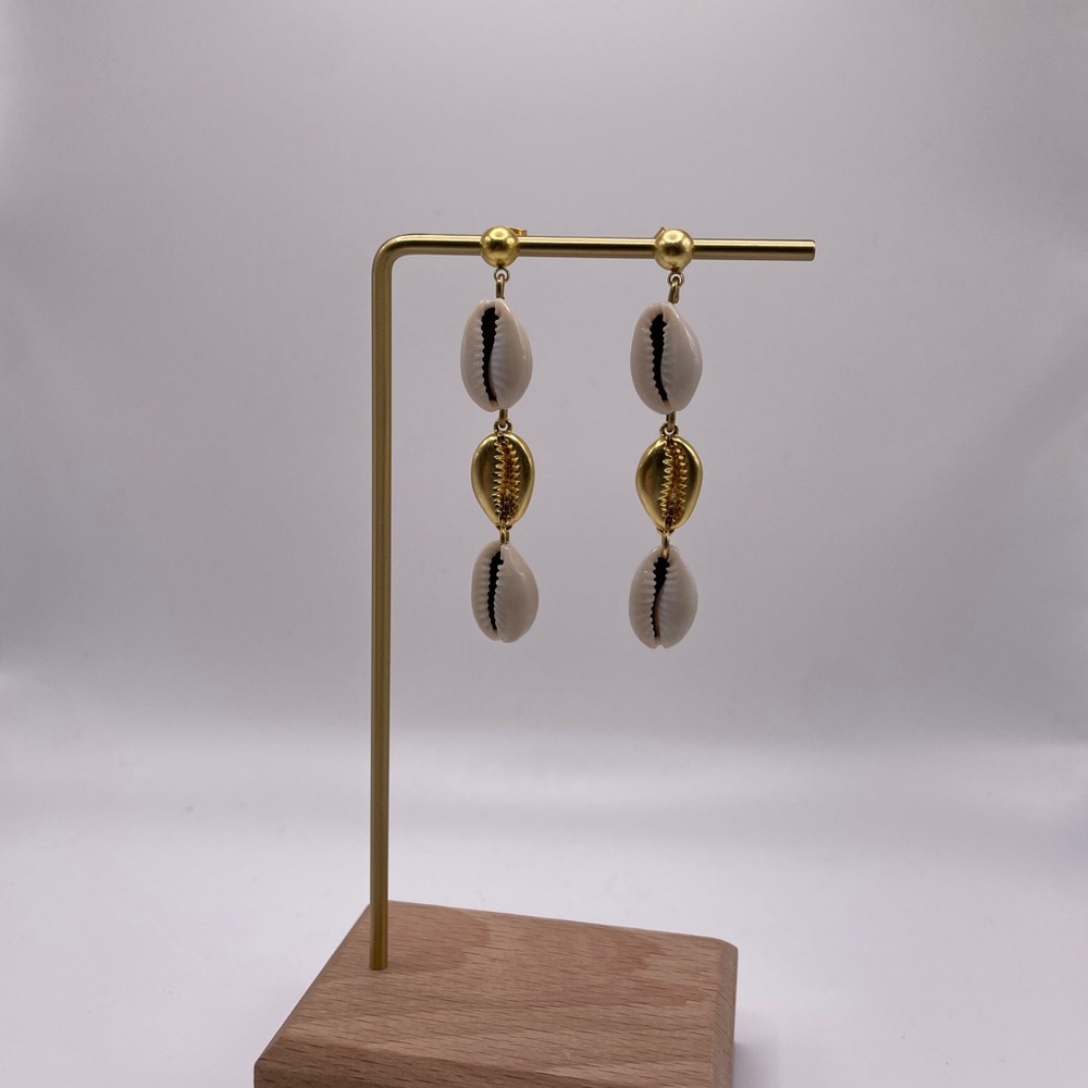 Triple Shell Drop Earrings